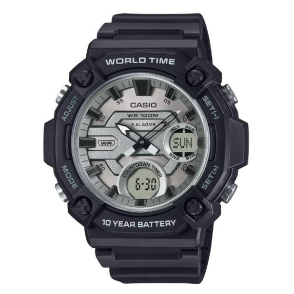 Casio Men's Silver Dial Analog-Digital 10-Year Battery Watch - AEQ-120W-7AVCF