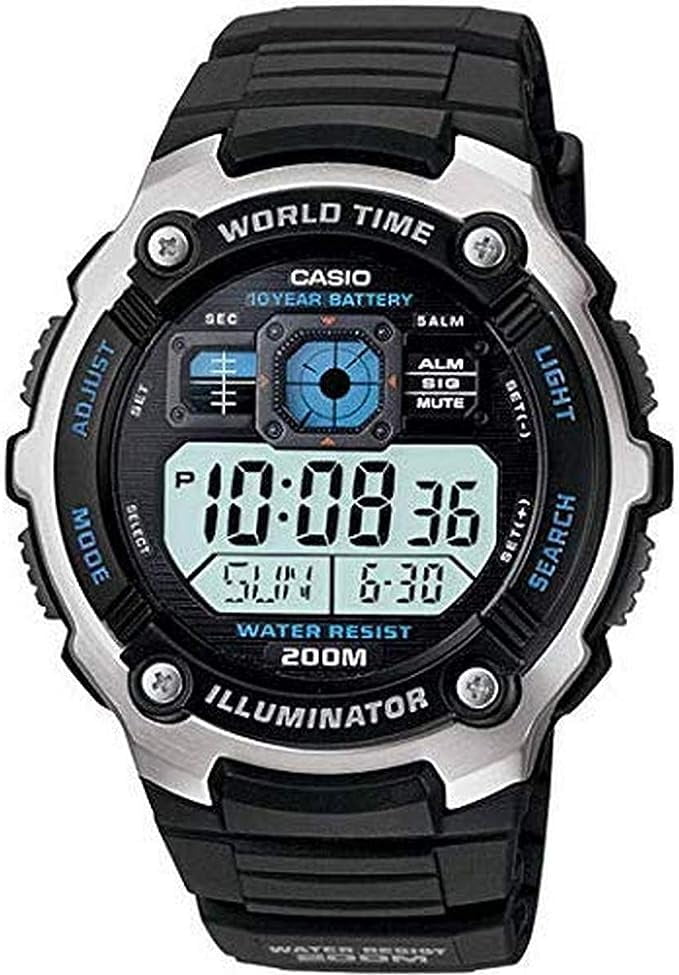 Casio Men's Silver-Tone and Black Multi-Functional Digital Sport Watch AE-2000W-1AV