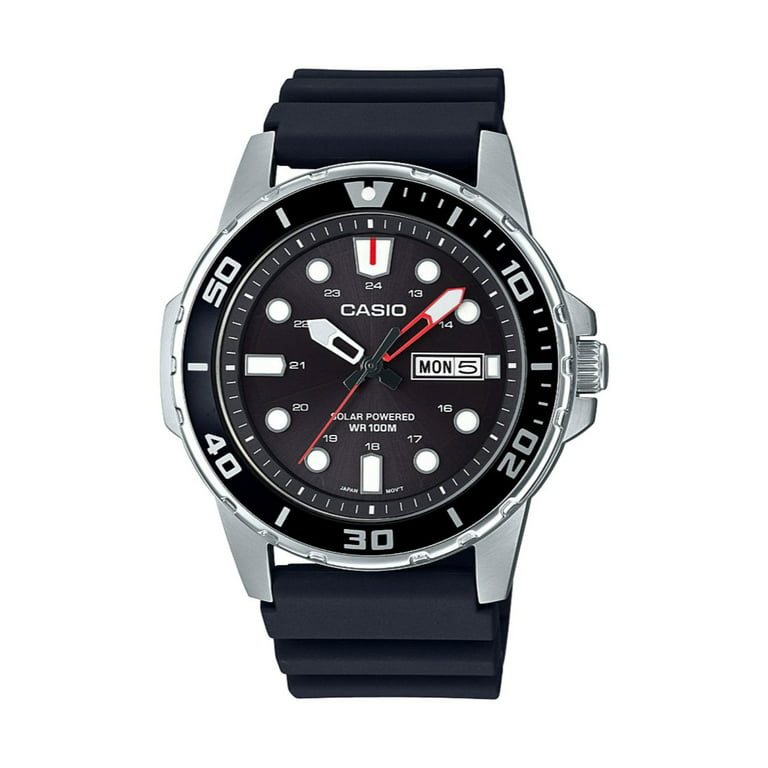Casio Men\'s Solar Powered Analog Watch, Black Dial