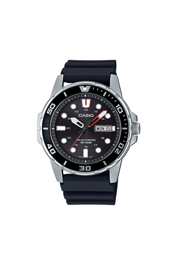 Men's Solar Powered Analog Watch, Black Dial