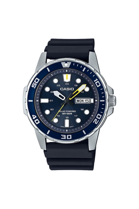 Men's Solar Powered Analog Watch, Blue Dial