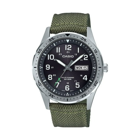 Casio Men's Solar-Powered Diver Inspired Watch with Green Nylon Strap MTPS120L-3AV
