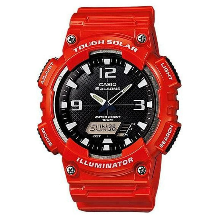 Red Watch, Strap Resin Sport Solar Men\'s Combination Casio Glossy