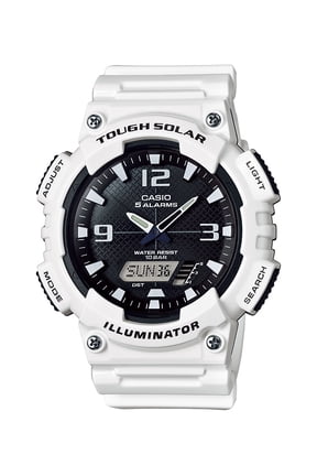 Men's Solar Sport Combination Watch, White Glossy Resin Strap AQS810WC-7AVCF