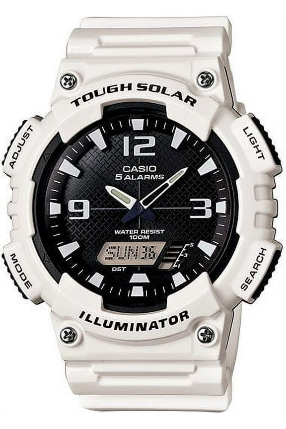 Men's Solar Sport Combination Watch, White Glossy Resin Strap AQS810WC-7AV