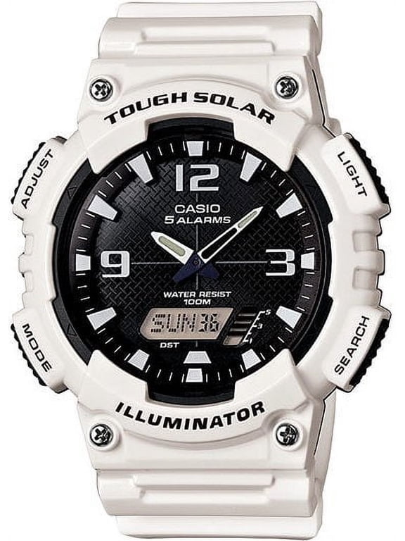 Men's Solar Sport Combination Watch, White Glossy Resin Strap AQS810WC-7AV