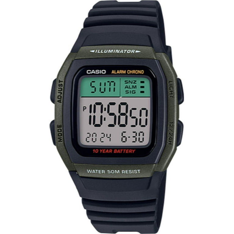 Casio Men's Sport Digital Watch, Black/Green W96H-3AV - Walmart.com