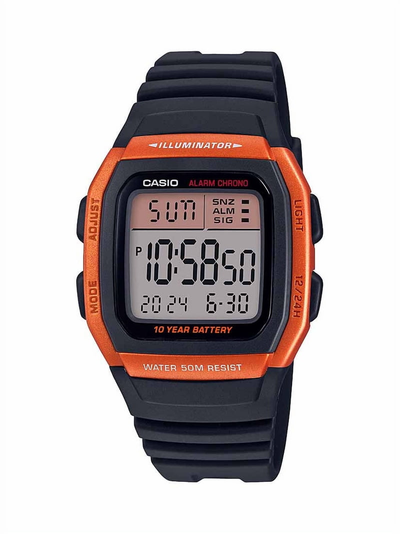 Casio Men's Sport Digital Watch, Black/Orange W96H-4A2V - Walmart.com