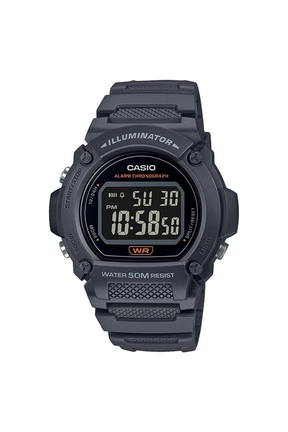 Men's Sports Digital Quartz 7-yr Battery Black Resin Watch W219H-8BV