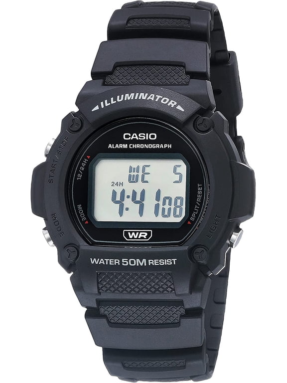 Men's Sports Digital Quartz Black Resin Watch W219H-1AV