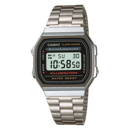 Casio Men's Stainless Steel Band Wristwatch, Silver & Black