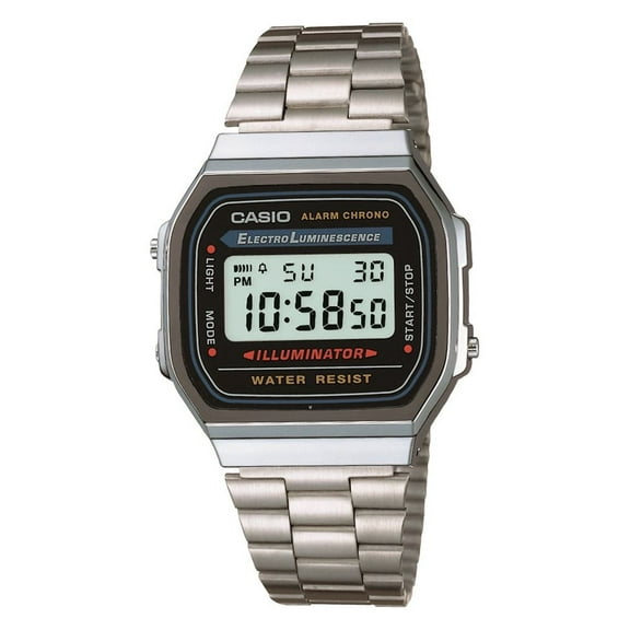 Casio Men's Stainless Steel Band Wristwatch, Silver & Black