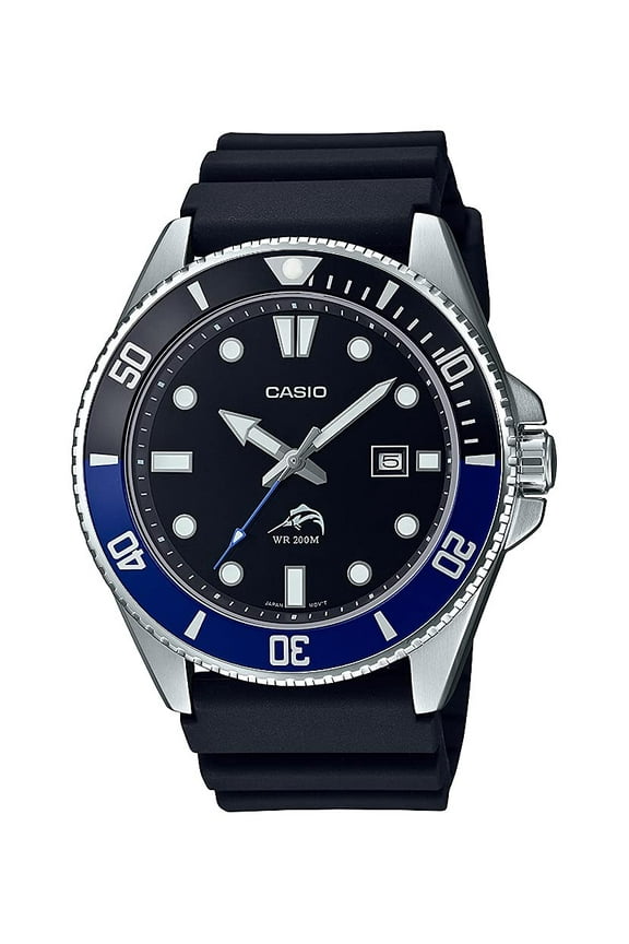 Men's Stainless Steel Quartz Sport Watch with Resin Strap, Black, 26 (Model: MDV106B-1A1V)