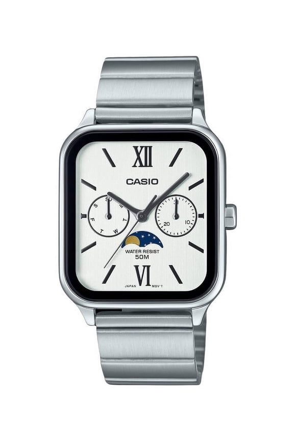 Men's Stainless Steel White Dial Quartz Wristwatch