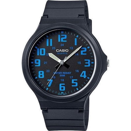 Casio Men's Super-Easy-Reader Watch, Black/Blue Accents MW240-2BV
