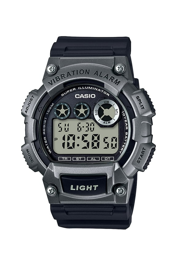 Men's 'Super Illuminator' Quartz Resin Casual Watch, Color:Black (Model: W-735H-1A3VCF)