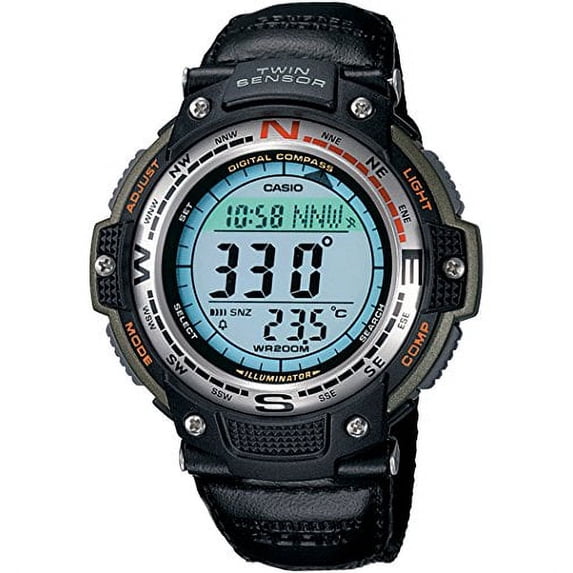 Casio Men's Twin Sensor Digital Nylon Compass Sport Watch, White Accents SGW100B-3V