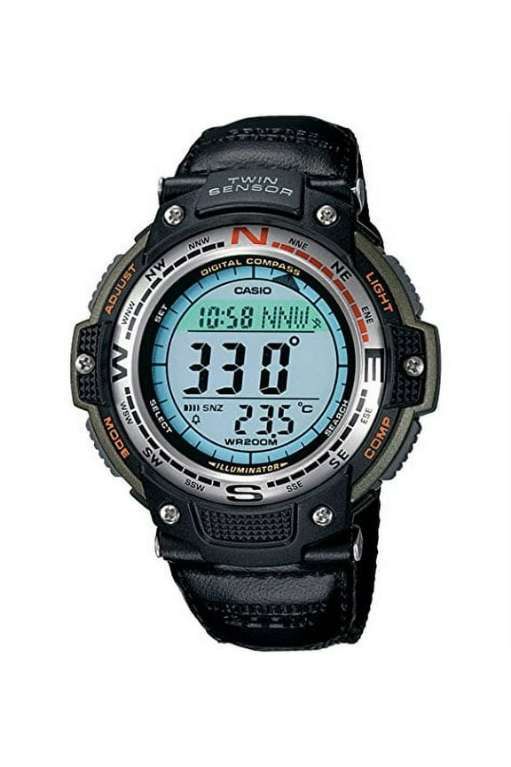 Men's Twin Sensor Digital Nylon Compass Sport Watch, White Accents SGW100B-3V