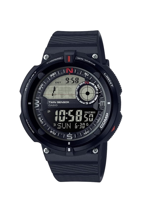 Men's 'Twin Sensor' Quartz Resin Casual Watch, Color:Black (Model: SGW-600H-1BCF)