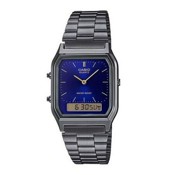 Casio Men's Vintage Ana-Digi Quartz Blue Dial Stainless Steel Watch AQ230GG-2A