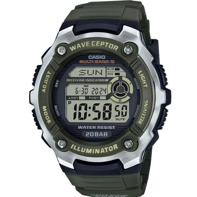Casio Men's Weveceptor WorldTime Digital Watch, Green WV200R3A