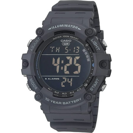 Casio Men's Wide Face Black Digital Grey Resin Strap Watch