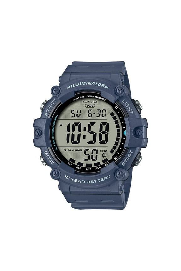 Men's Wide Face Blue Digital Resin Strap Watch AE1500WH-2AV