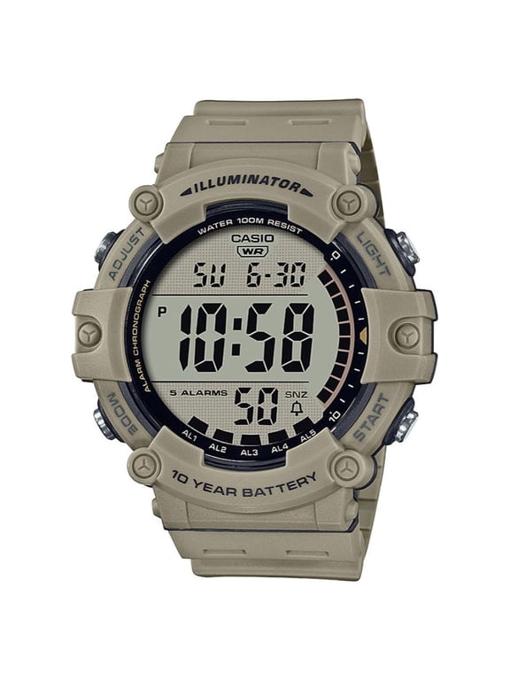 Men's Wide Face Digital Tan Resin Strap Watch