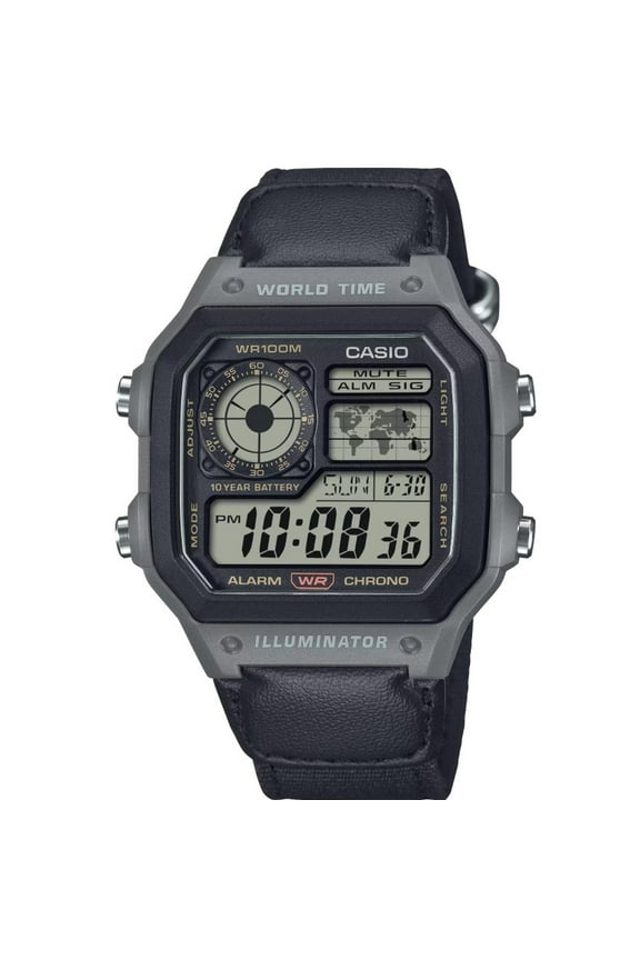 Men's World Time Sport Watch, Gray - AE1200WHUB-8AV