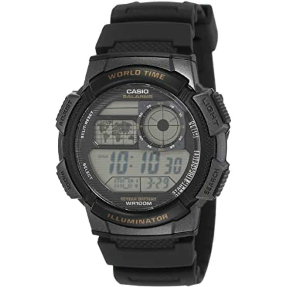 Orologio Casio AE-1000W-8AVEF – Digitale Sportivo, Cassa Nera 43 Mm, Cinturino Blu, 10 Bar, Cronometro E Luce, Confezione Regalo