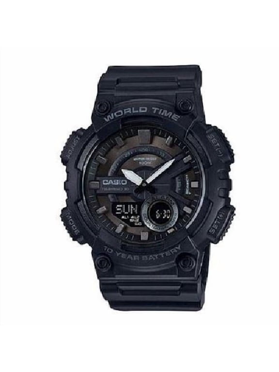 Men's World Time Telememo Black Sport Watch