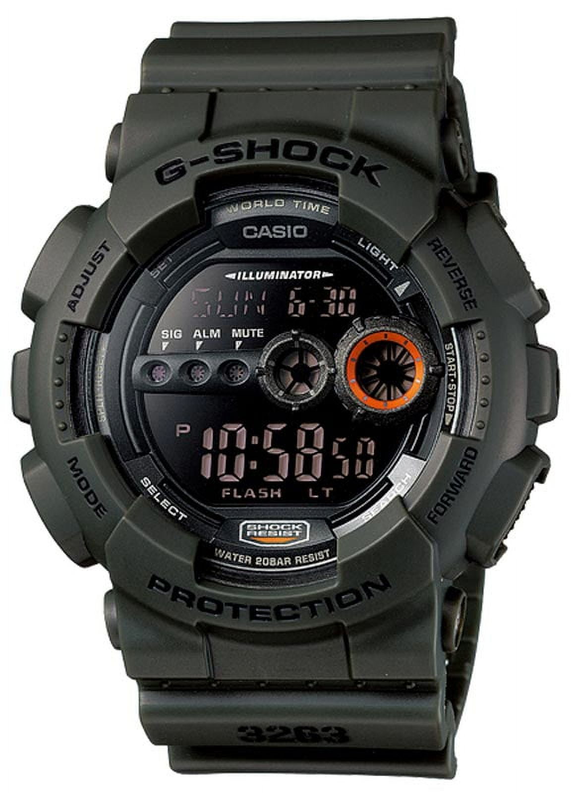Casio Men s XL Series G Shock Quartz 200M WR Shock Resistant Resin Color Olive Green Model GD 100MS 3 Walmart
