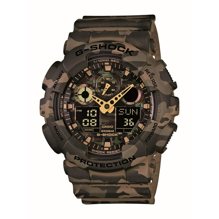 Casio Men s XL Series G Shock Quartz 200M WR Shock Resistant Resin Color Tan Camo Model GA 100CM 5ACR Walmart