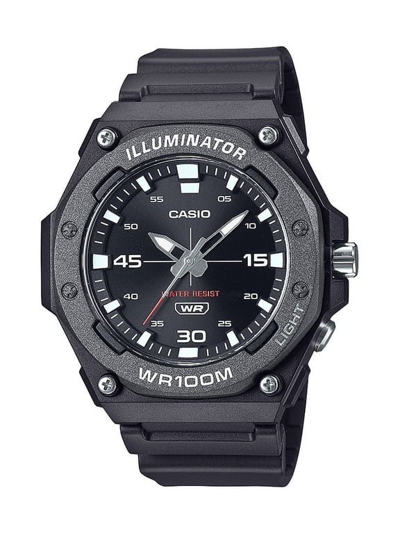 Mens Analog 3-Hands Heavy Duty Wristwatch, Black