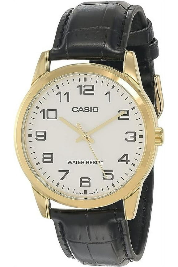 Mens Analogue Quartz Watch with Leather Strap MTP-V001GL-7B