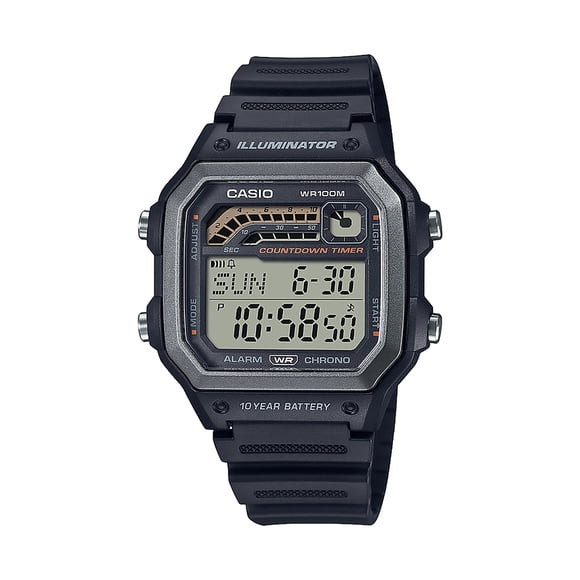 Mens LCD Sports Timer Wristwatch, Black