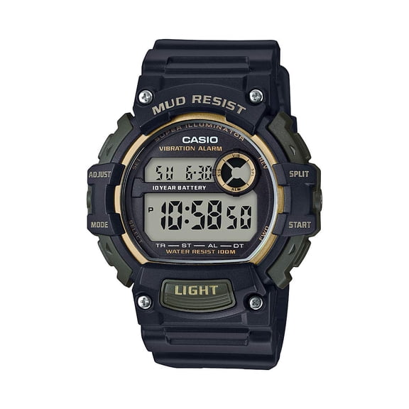 Casio Mud Resistant Stainless Steel Quartz Watch with Resin Strap, Black, 27.6 (Model: TRT-110H-1A2VCF)