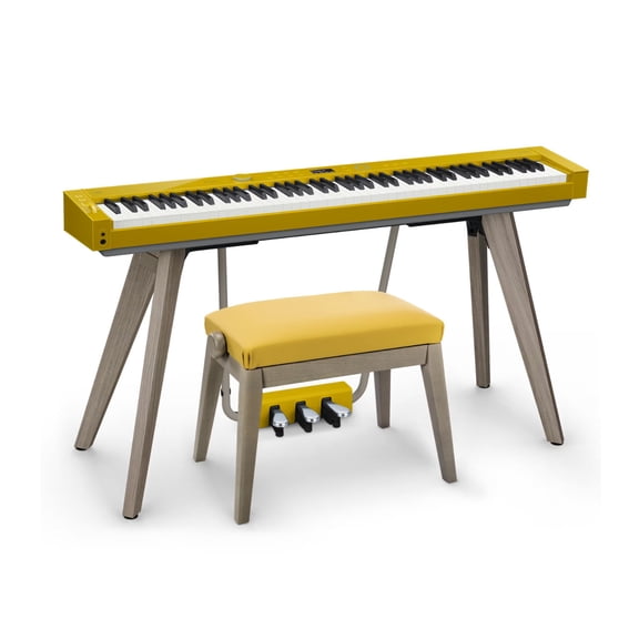 Casio Privia PX-S7000 88-Key Digital Piano Bundle with Matching Height-Adjustable Padded Bench (Harmonious Mustard) 2-items