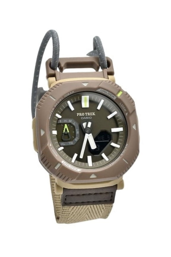 Pro Trek Analog Digital Smartphone Link Cloth Strap Green Dial Tough Solar PRJ-B001B-5 100M Unisex Watch