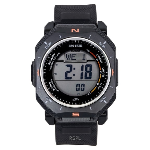 Casio Pro Trek Digital Black Bio-Based Resin Strap Solar PRG-69-1 100M Men's Watch
