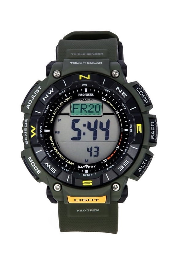 Pro Trek Digital Green Bio Based Resin Strap Tough Solar PRG-340-3 100M Men's Watch