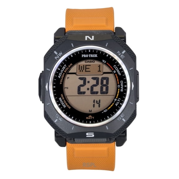 Casio Pro Trek Digital Orange Bio-Based Resin Strap Solar PRG-69-4 100M Men's Watch
