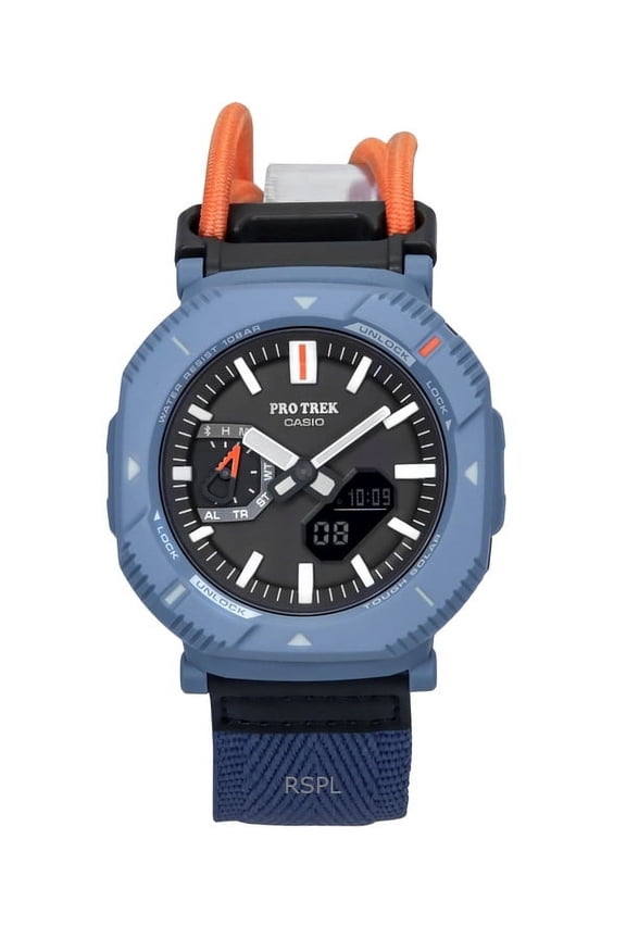 Pro Trek Hiker Line Analog Digital Mobile Link Cloth Strap Grey Dial Tough Solar PRJ-B001B-2 100M Men's Watch