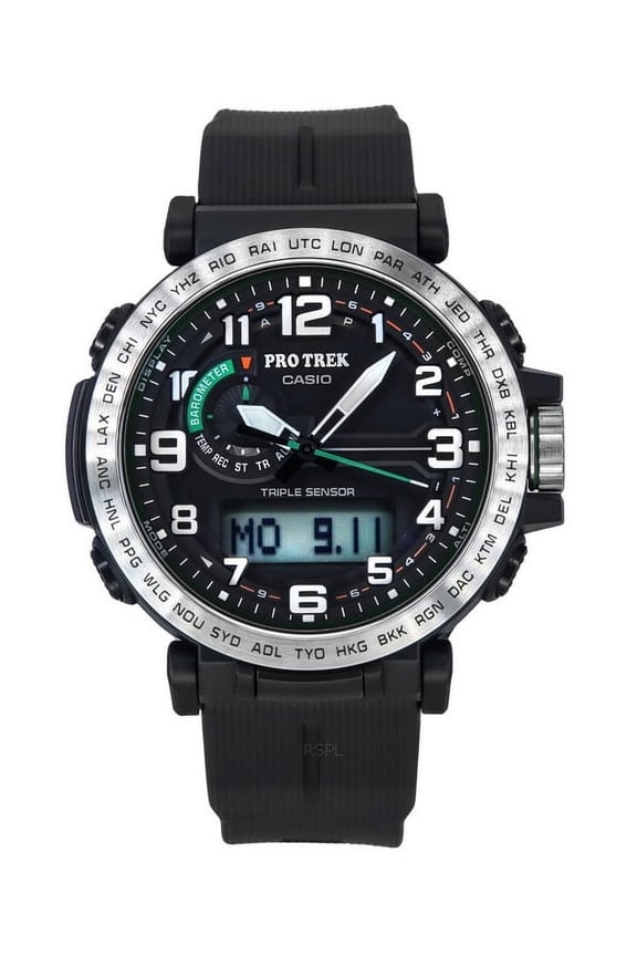 Pro Trek Men's Black Dial Triple Sensor Solar Powered PRG601-1