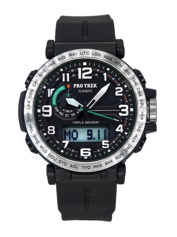 Pro Trek Men's Black Dial Triple Sensor Solar Powered PRG601-1