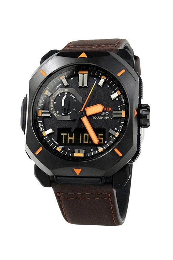 ProTrek Analog Digital Brown Leather Strap Grey Dial Tough Solar PRW-6900YL-5 100M Men's Watch