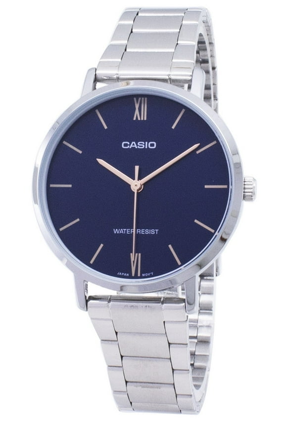 Womens Silver Stainless Steel Analog Watch with Blue Dial - LTP-VT01D-2BUDF