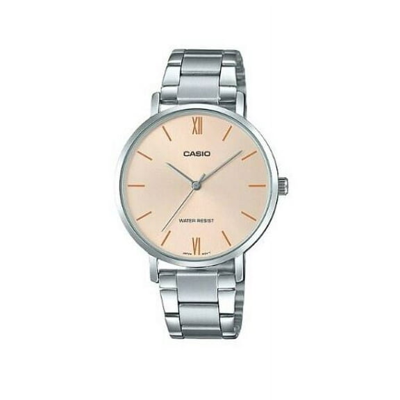 Casio Women’s Silver Bracelet Analog Watch with Blush Dial - LTP-VT01D-2BUDF