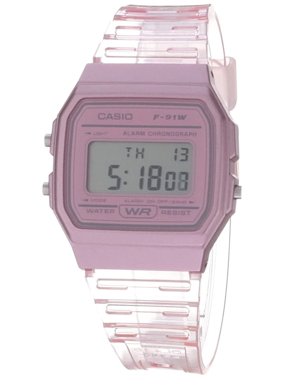 Quartz Watch with Resin Strap, Pink, 20 (Model: F-91WS-4CF)