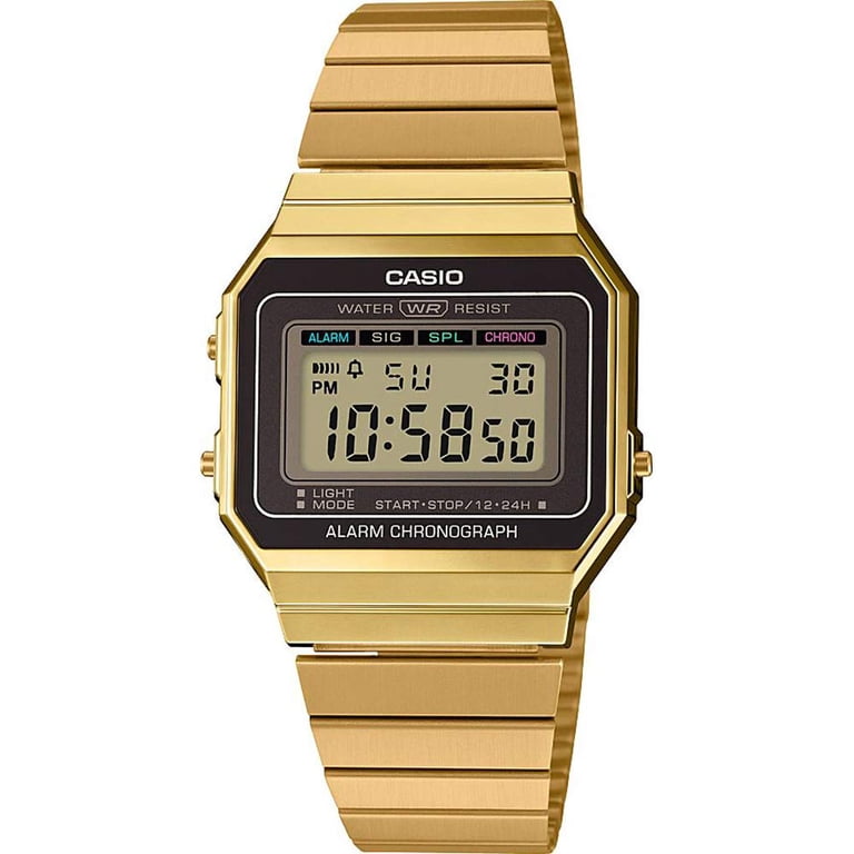 Casio Retro Watch A700WEG-9AEF Unisex Gold Chronometer - Walmart.com